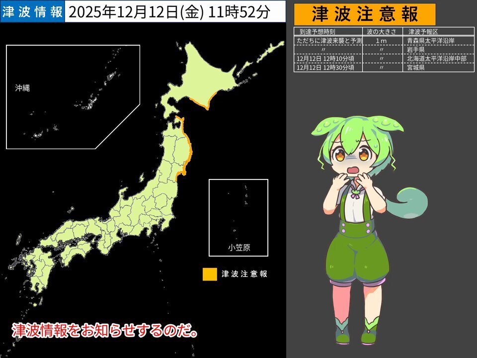 津波注意報発表！東北地方で警戒呼びかけ