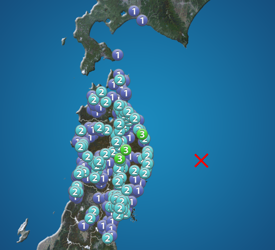 三陸沖でM5.8の地震が発生
