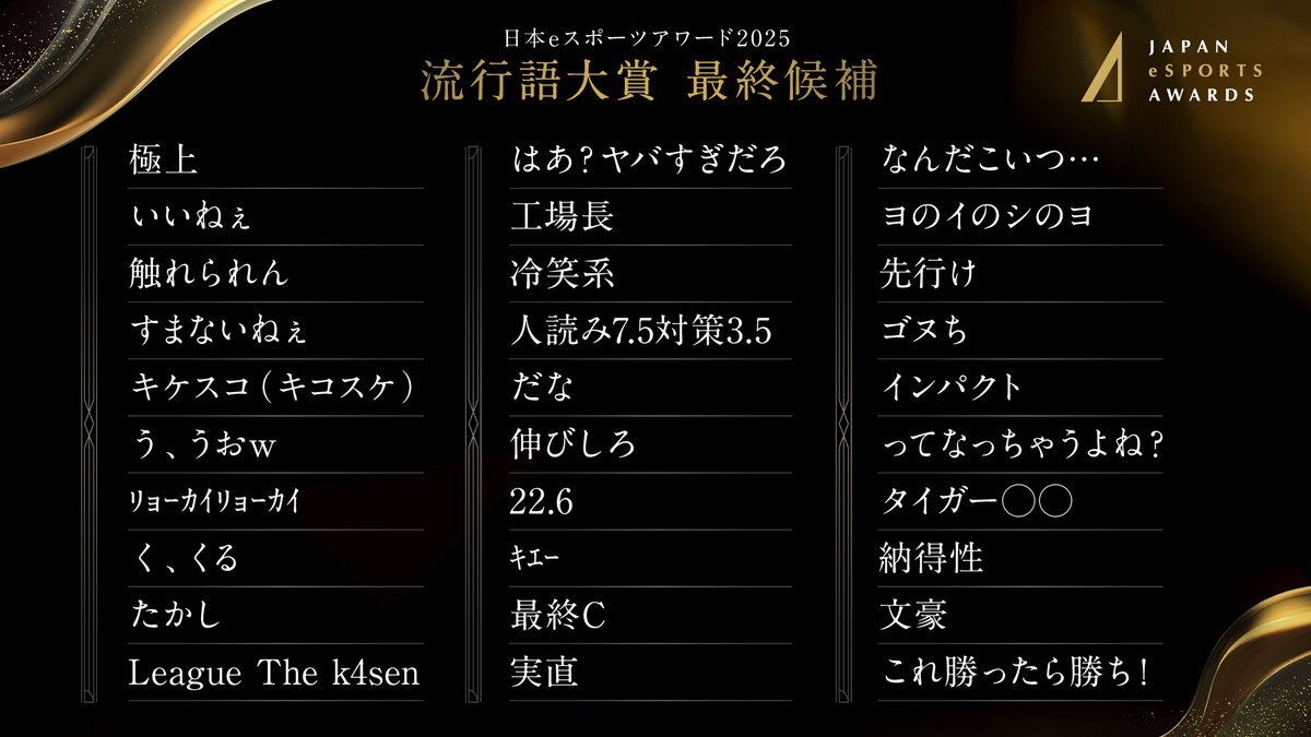 たかし、最終C、すまないねぇが日本eスポーツアワード流行語大賞候補に！
