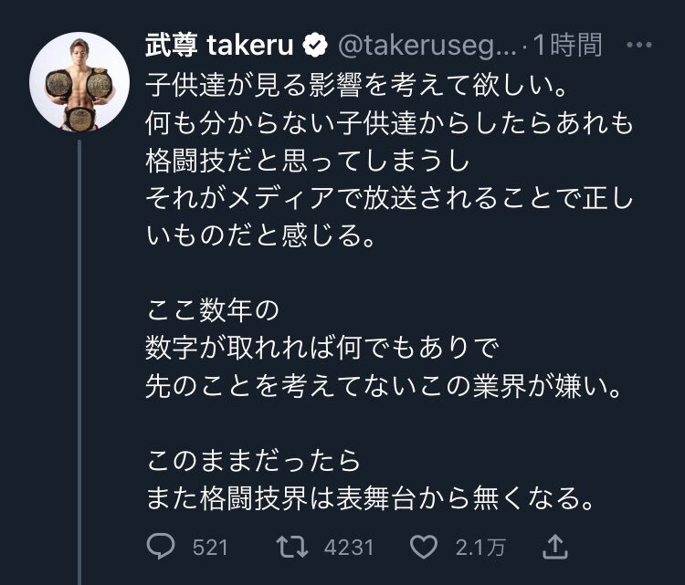 武尊の発言、ブレイキングダウンの危険性再浮上
