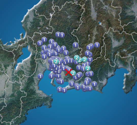 愛知県西部と宮城県沖で地震発生 最大震度3
