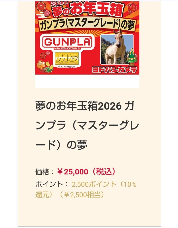 ヨドバシ福袋、ガンプラはMG・HGで25,000円・15,000円！ 期待の声続々