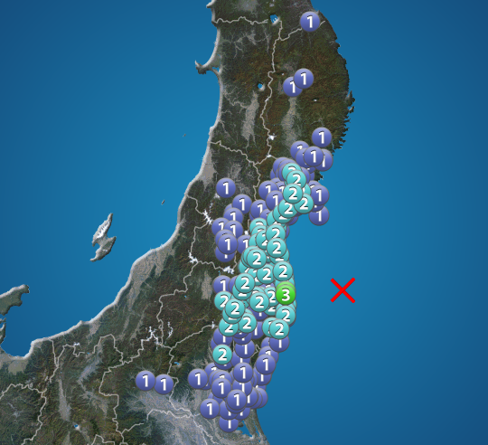 福島県沖でM4.8の地震が発生