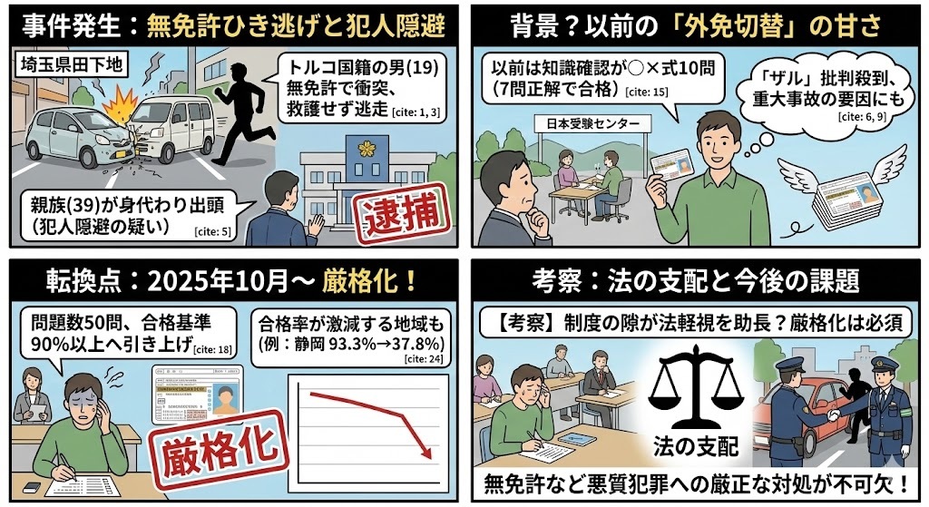 トルコ国籍19歳男性、無免許ひき逃げで逮捕