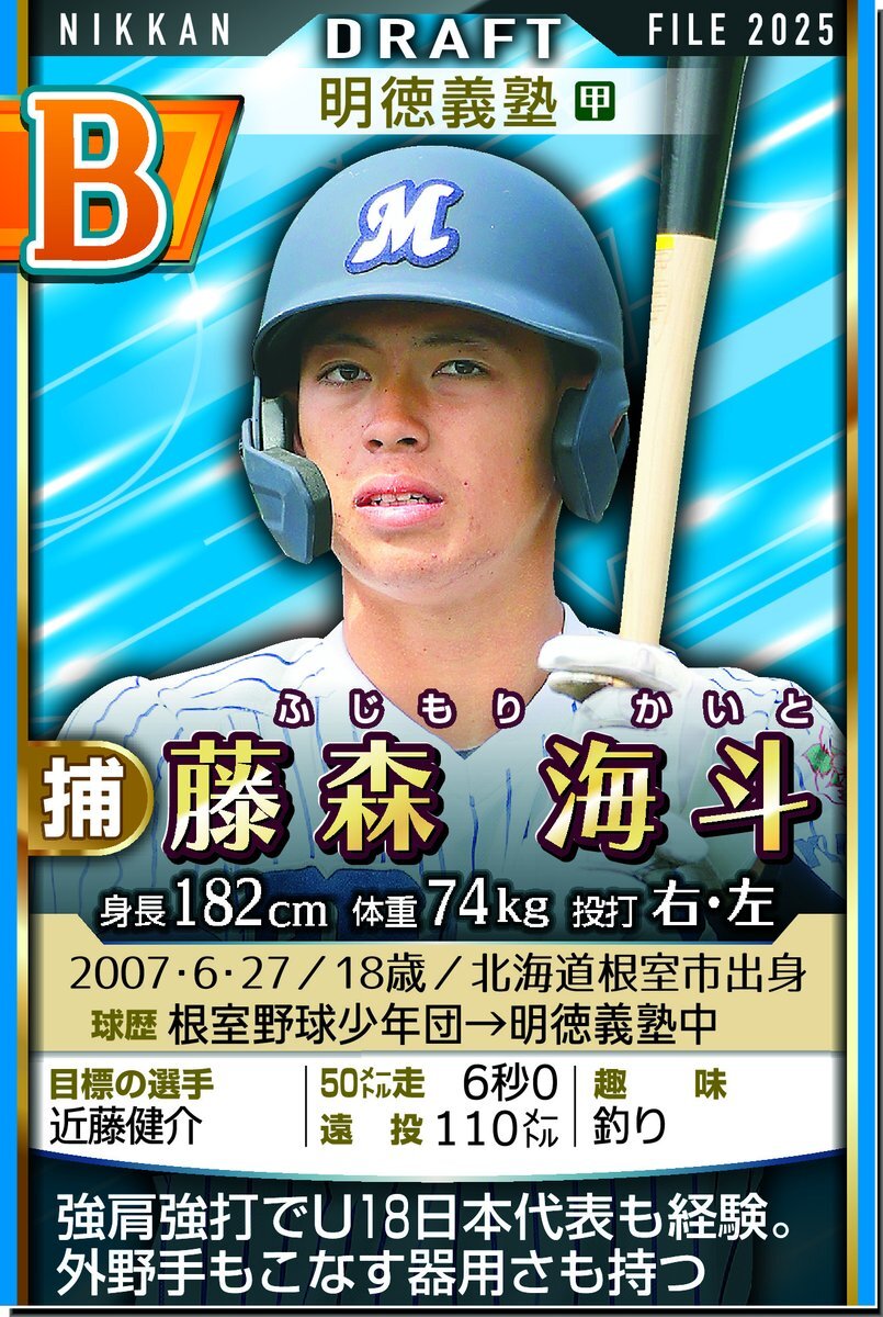 明徳義塾の藤森海斗選手、ドラフト5位指名！