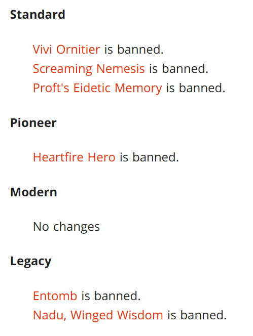 MTG、新たな禁止カードは？