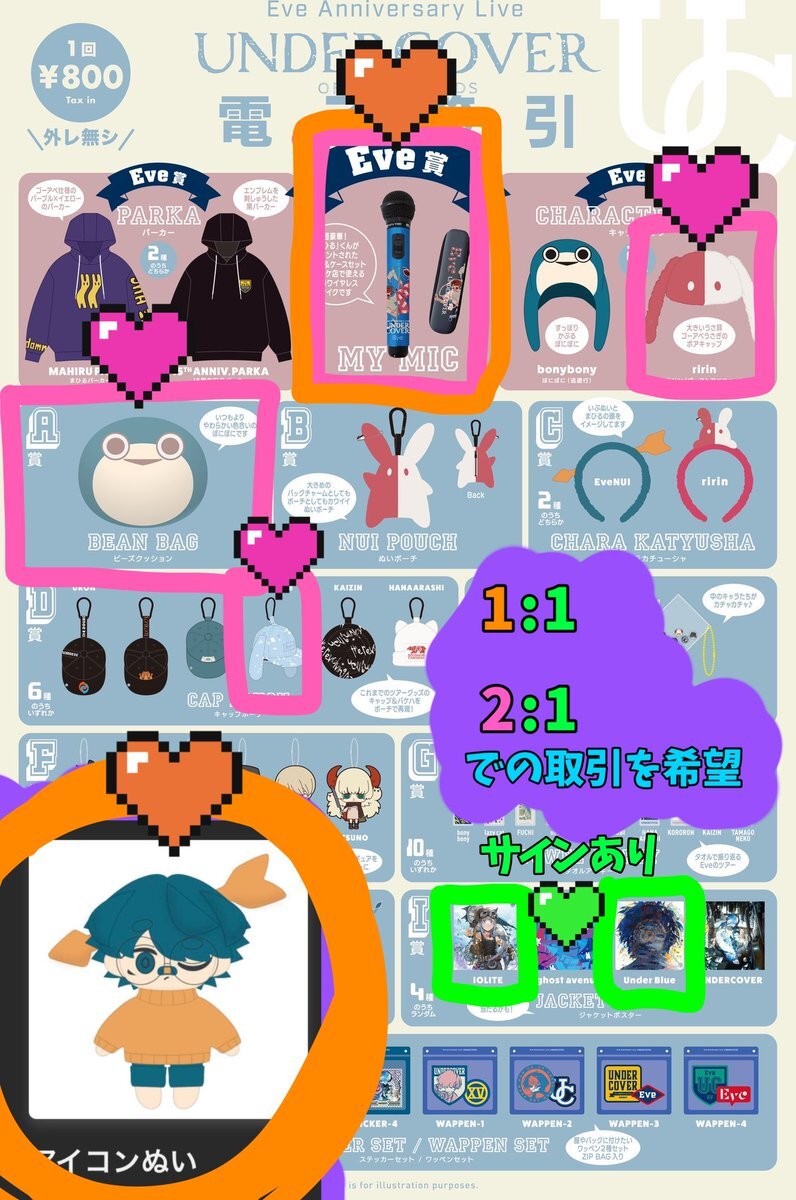 Eve undercover UC アプリくじ D賞 キャップポーチ Eve Anniversary