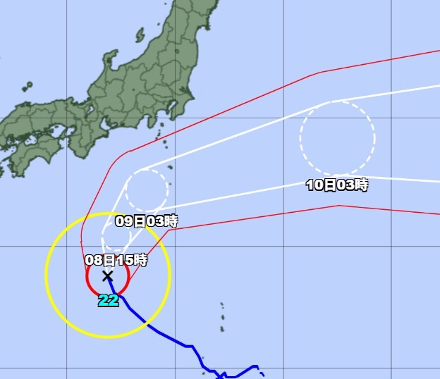 台風22号、伊豆諸島に接近し暴風警報の可能性