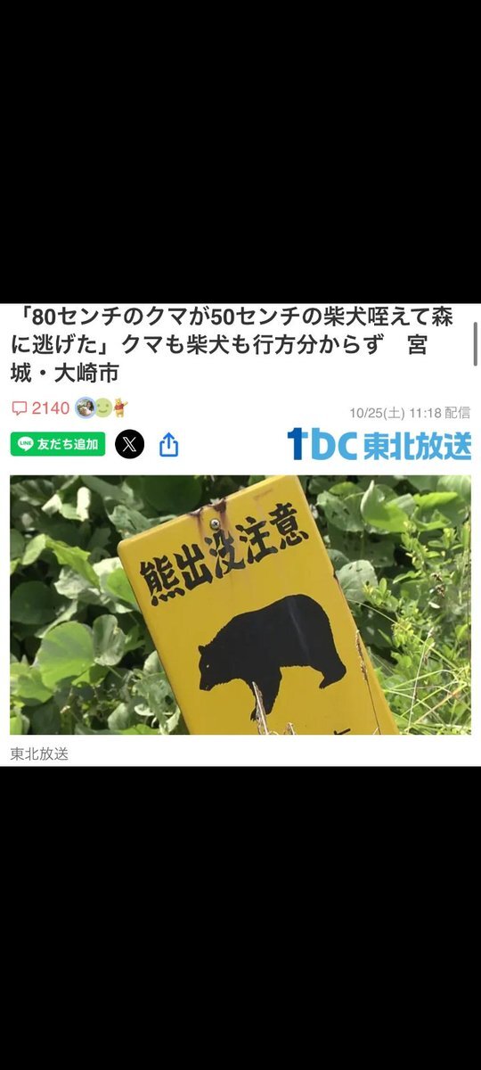 クマが飼い犬を襲う事件、地域で警戒呼びかけ