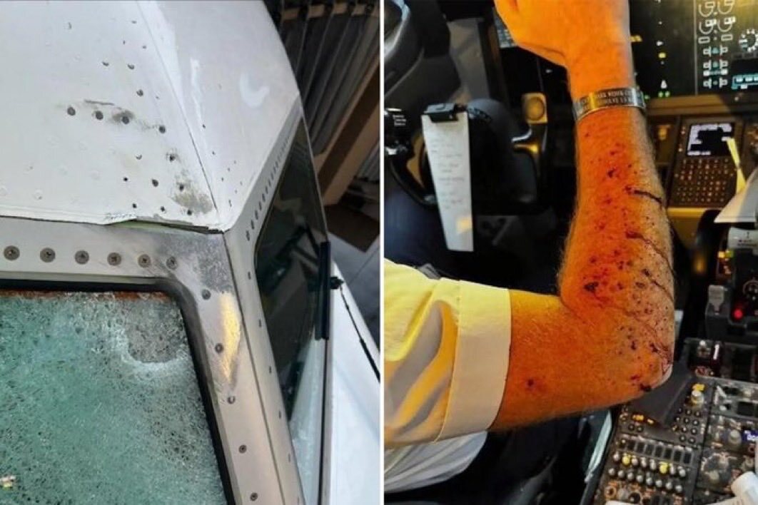 36000フィートで謎の物体が旅客機の窓を粉砕しパイロット負傷」のYahoo