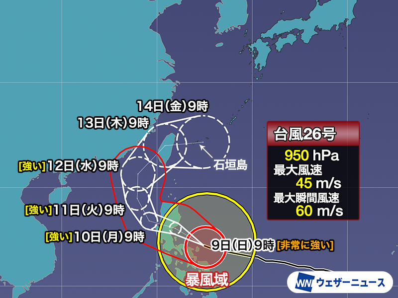 台風26号、沖縄に警戒！急カーブも