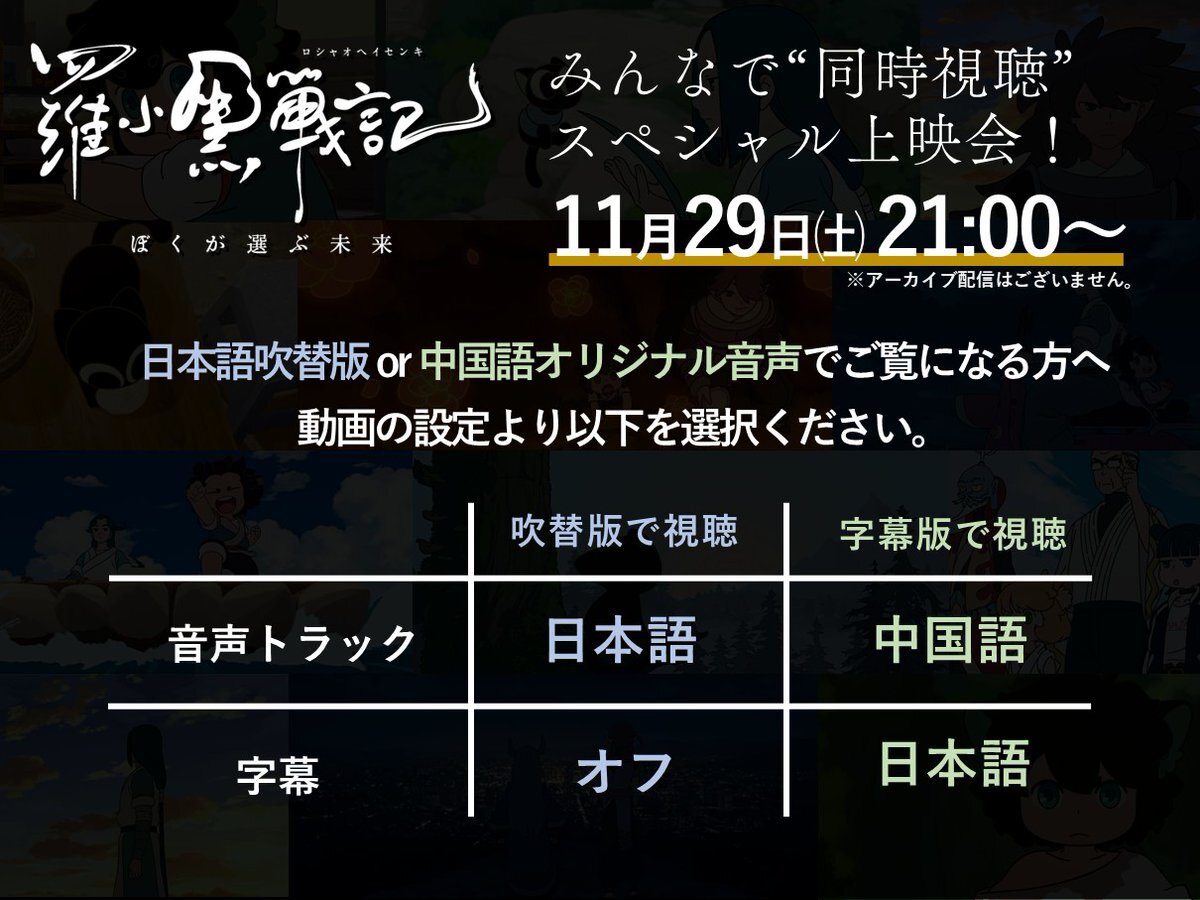 羅小黒戦記同時視聴会、中国語音声視聴に音声トラック設定不可で混乱