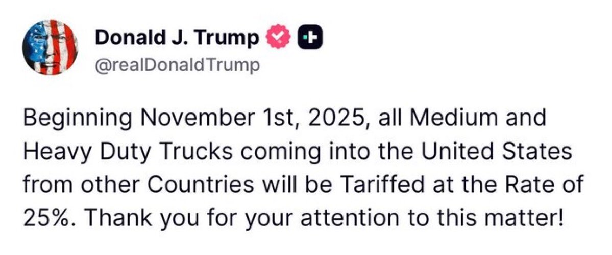 トランプ大統領、トラック関税を導入へ