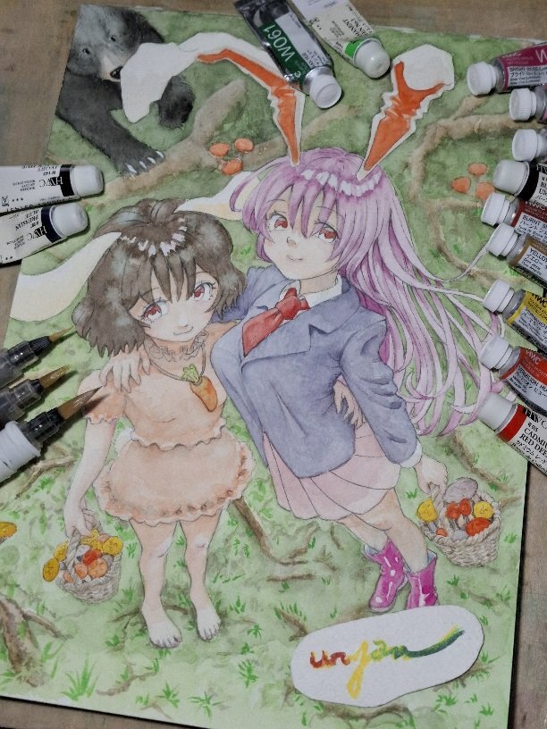 鈴仙・優曇華院・イナバ、因幡てゐ イラスト原画 鈴仙・優曇華院・イナバ、因幡てゐ イラスト原画 鈴仙・優曇華院