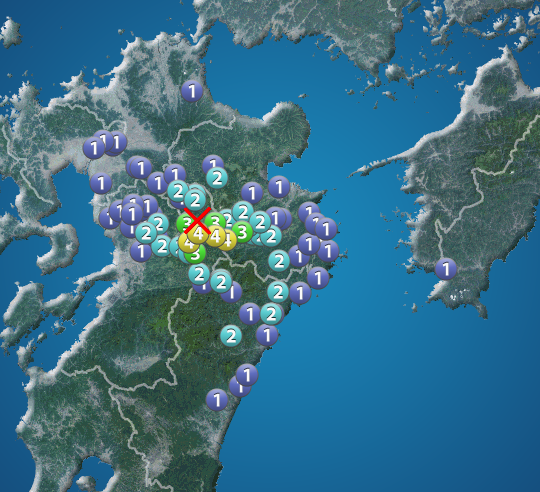 熊本県阿蘇地方でM4.3の地震、最大震度4を観測