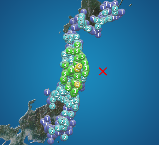 三陸沖でM6.7の地震、津波注意報発令