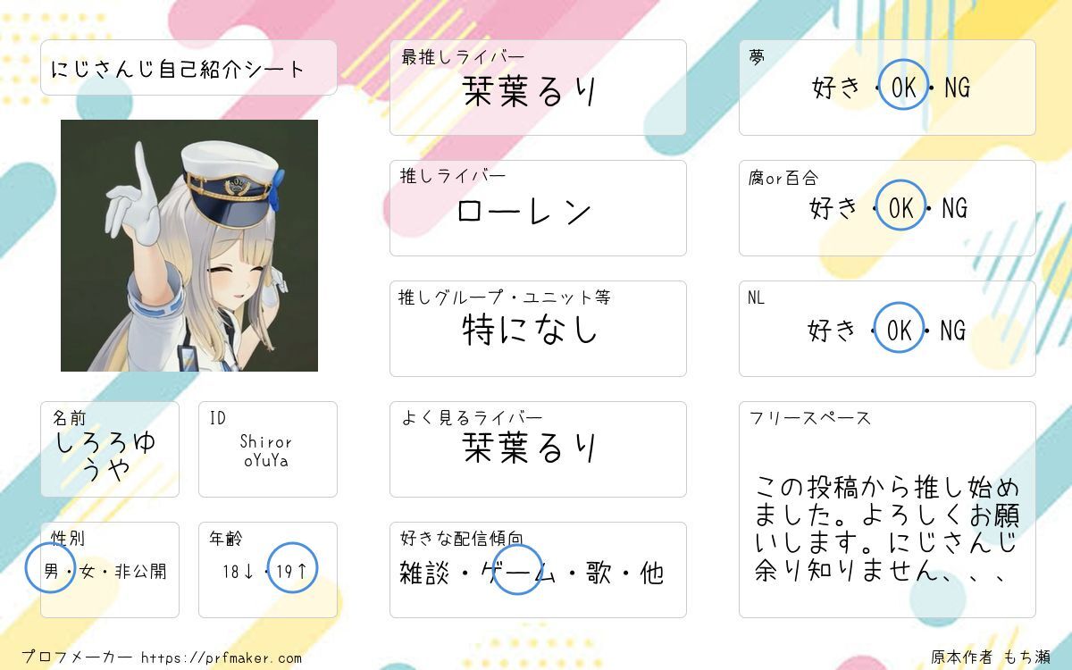 にじさんじ自己紹介シート」のYahoo!リアルタイム検索 - X（旧