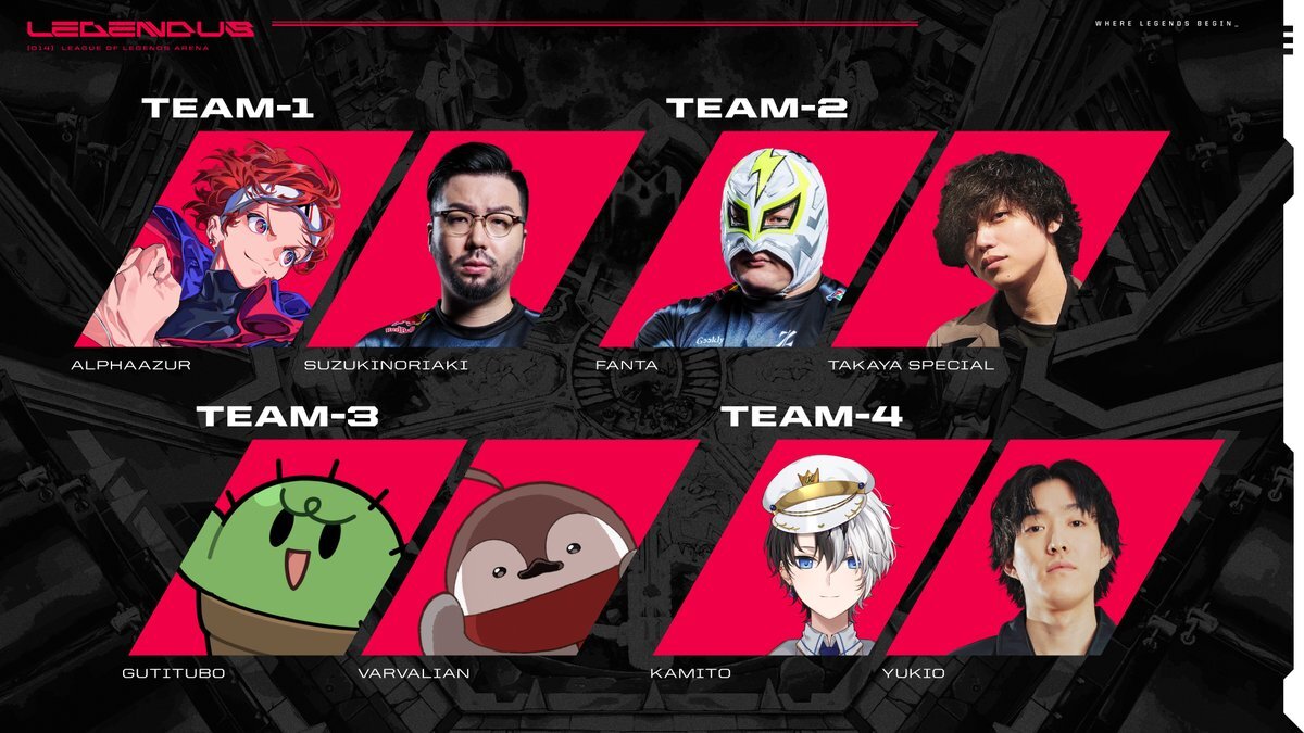 SHAKA主催「LEGENDUS」LoLアリーナ大会、人気VTuberら参戦決定！
