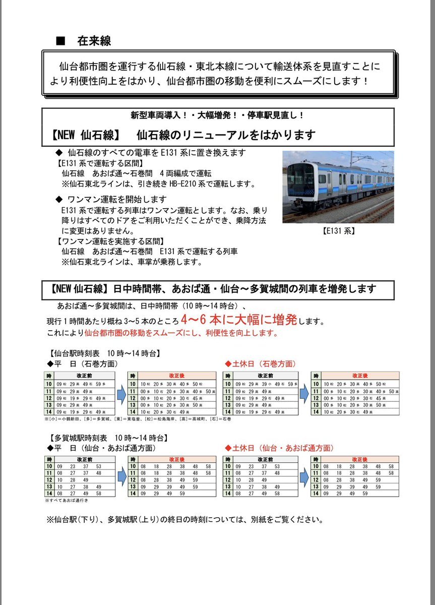 JRダイヤ改正発表！各路線で変化が予想される