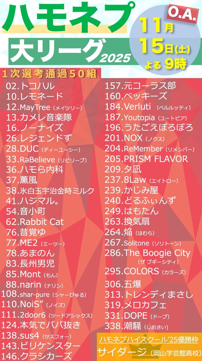 ハモネプ大リーグ2025、一次選考通過は誰だ？