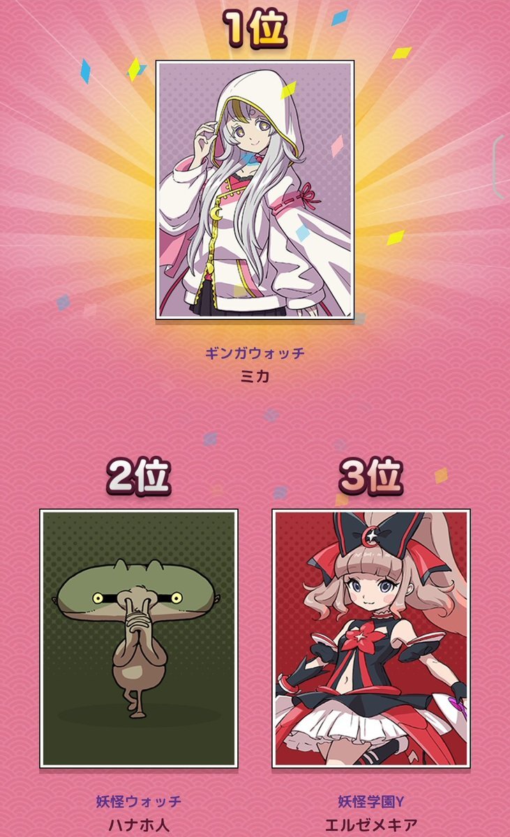 妖怪ウォッチ人気投票！ハナホ人2位でセンターに、ファン歓喜！