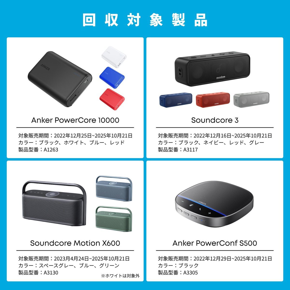 Anker製品の自主回収、対象は？