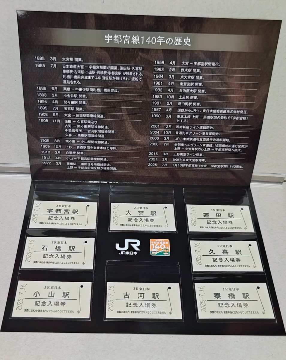 宇都宮線開業140周年　記念硬券セット JR東 宇都宮線開業140周年記念スタンプラリー 記念硬券 - メルカリ