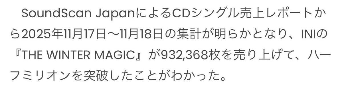INIのニューアルバム、フラゲ日売上93万枚！