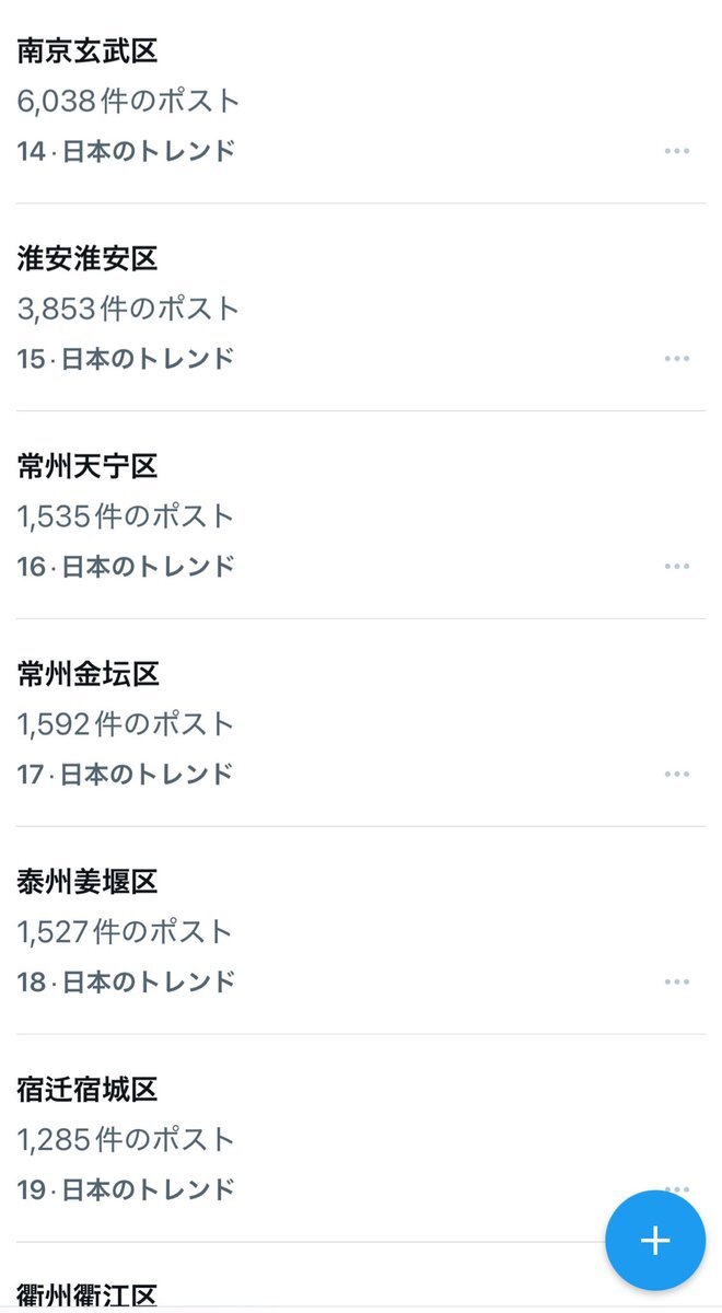 中国の地名が日本のトレンドに多数出現