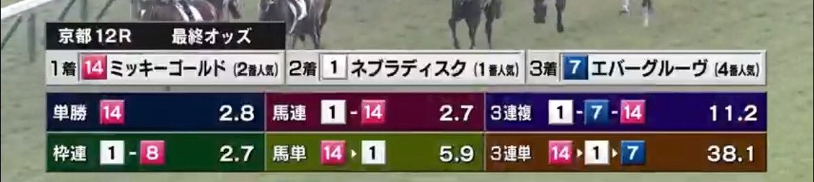 ネブラディスク、京都12Rで人気を集める 
