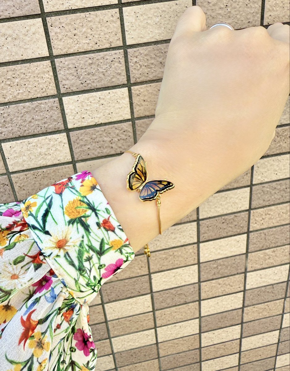 ラスト！S&A琥珀 バタフライ ブレスレット 万博 ポーランド ゴールド ラスト！S&A琥珀 バタフライ ブレスレット 万博 ポーランド ゴールド