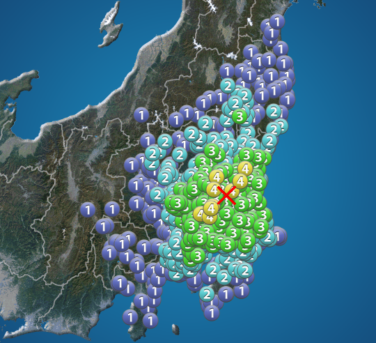 茨城県南部でM4.9の地震、最大震度4を観測