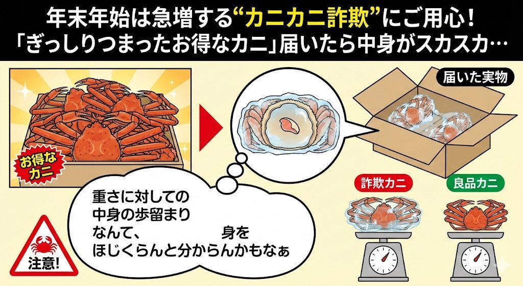 カニカニ詐欺相談増加！年末年始は注意が必要