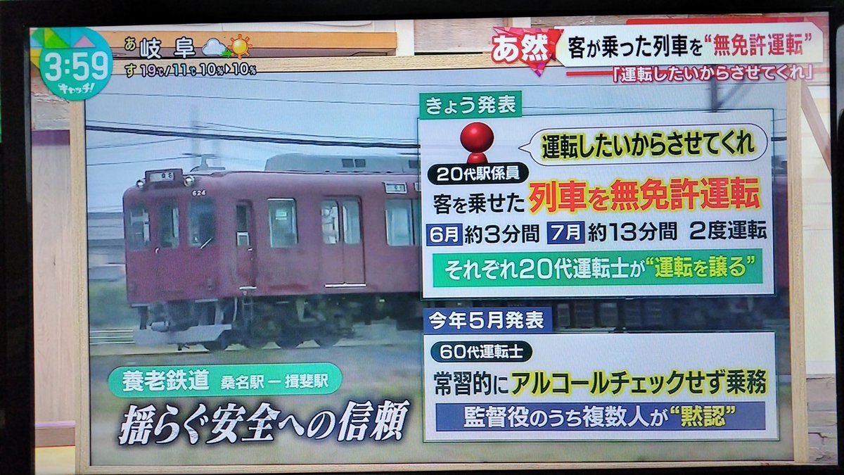 養老鉄道、無免許運転社員発覚