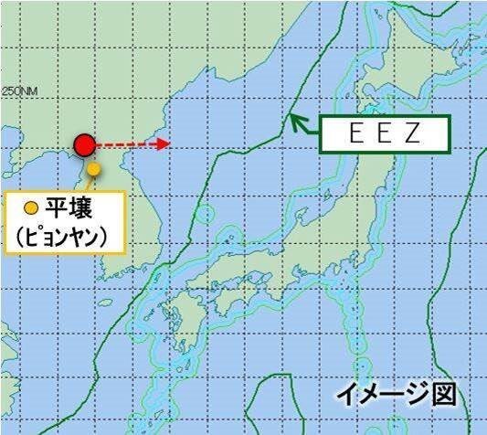 北朝鮮、弾道ミサイル発射しEEZ外に落下