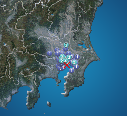 東京湾でM4.0の地震が発生 最大震度2  