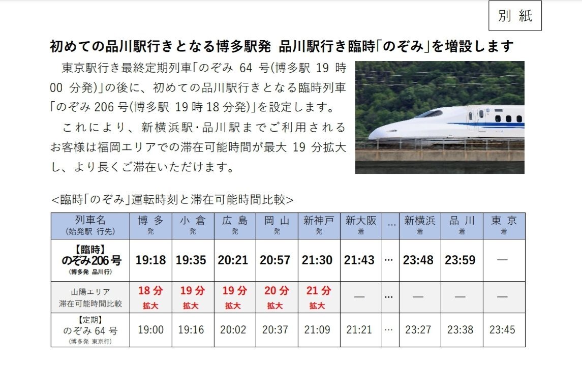 JR東海、ダイヤ改正で「のぞみ」13本運転！京都発・博多発臨時運行も