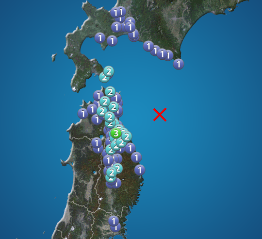 青森県東方沖でM4.7の地震発生