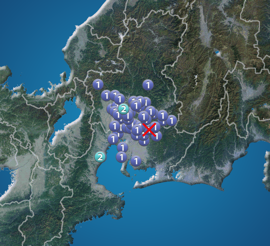 愛知県西部で地震、最大震度2