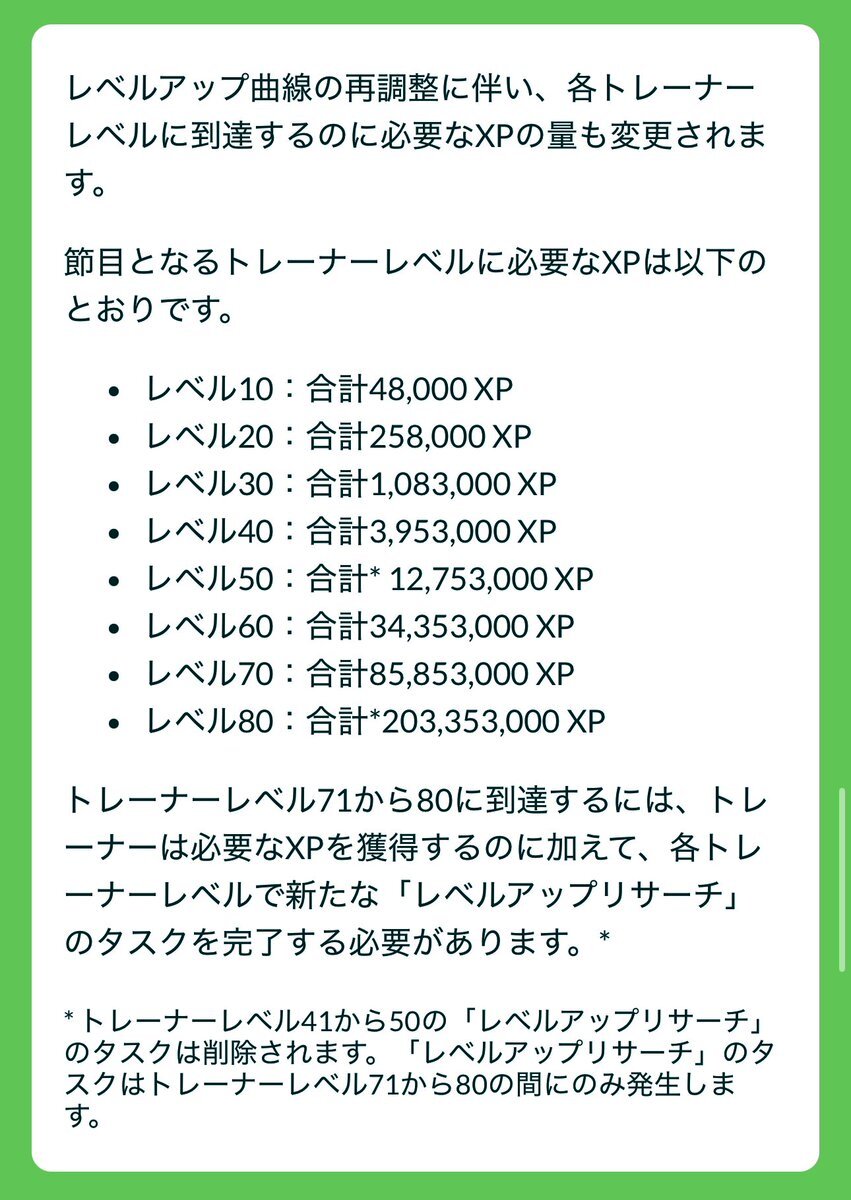 ポケモンGO、トレーナーレベル上限がTL80に！