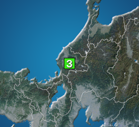 福井県嶺北地方でM3.8の地震が発生