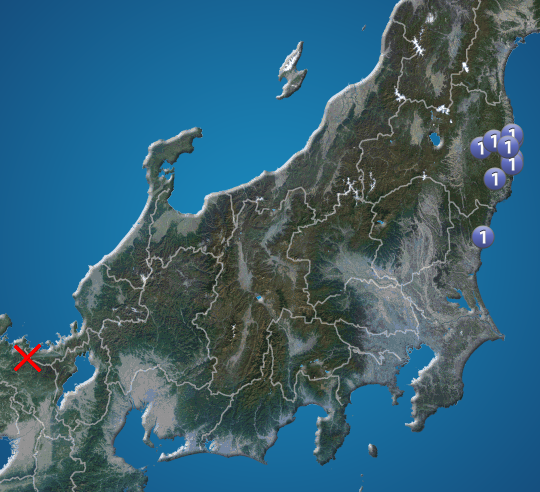 京都府北部で深発地震、福島・茨城でも震度1