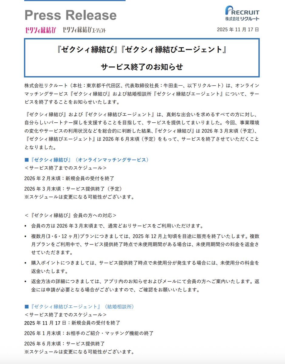 ゼクシィ縁結び、サービス終了で婚活市場は？
