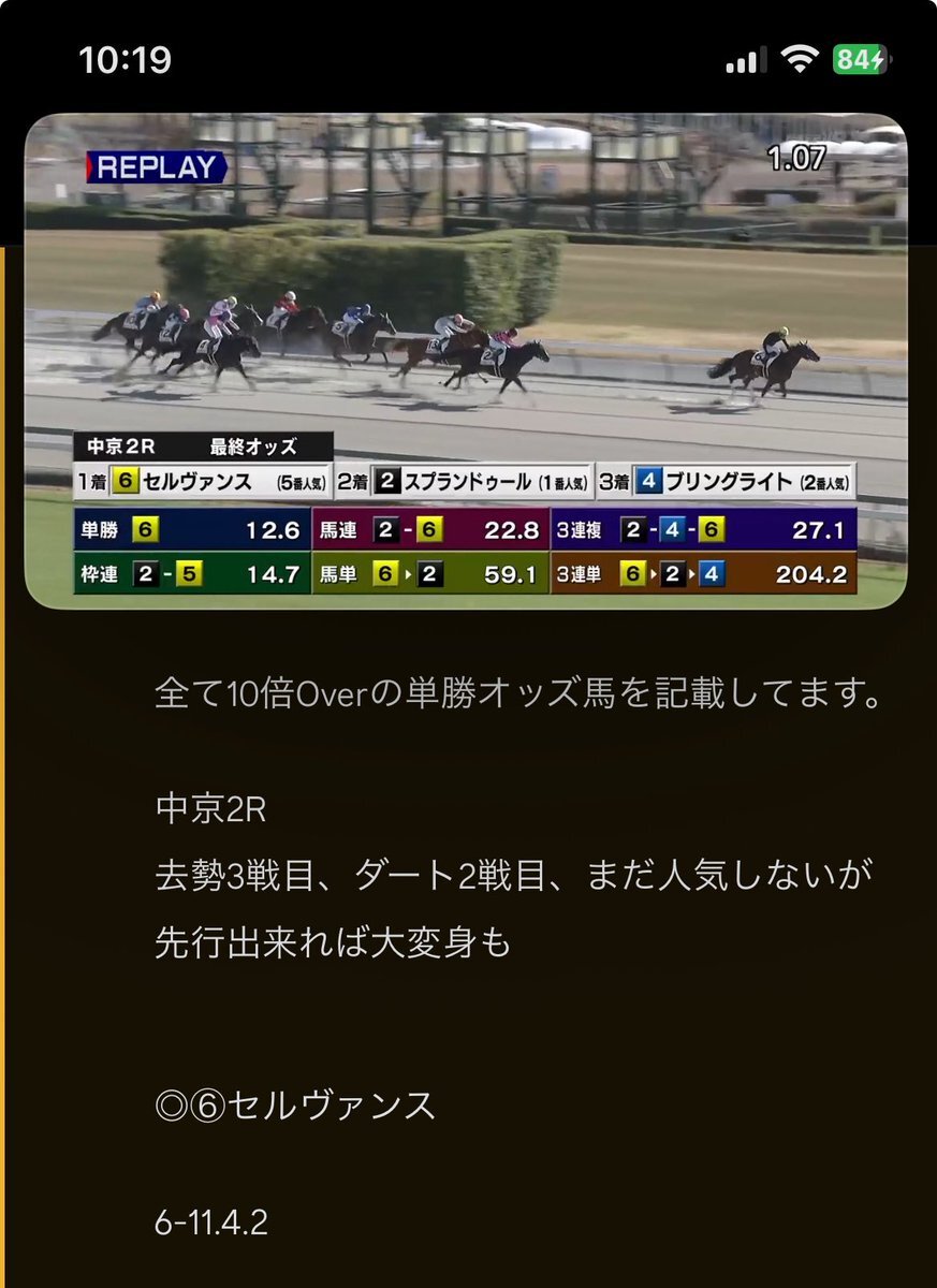 セルヴァンス的中！競馬ファン歓喜の12.6倍勝利