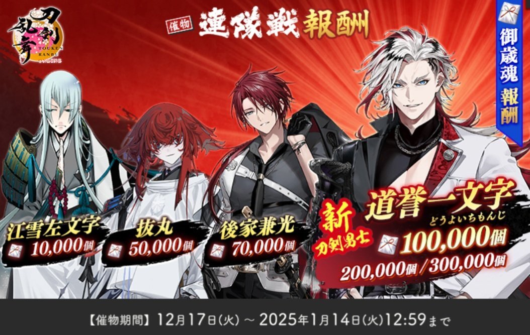 冬の連隊戦確定報酬に期待！SNSで話題に