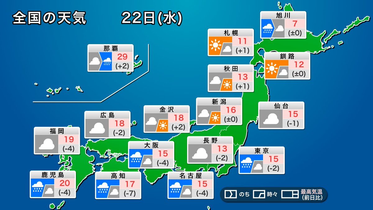 10月22日は冷たい雨の1日？