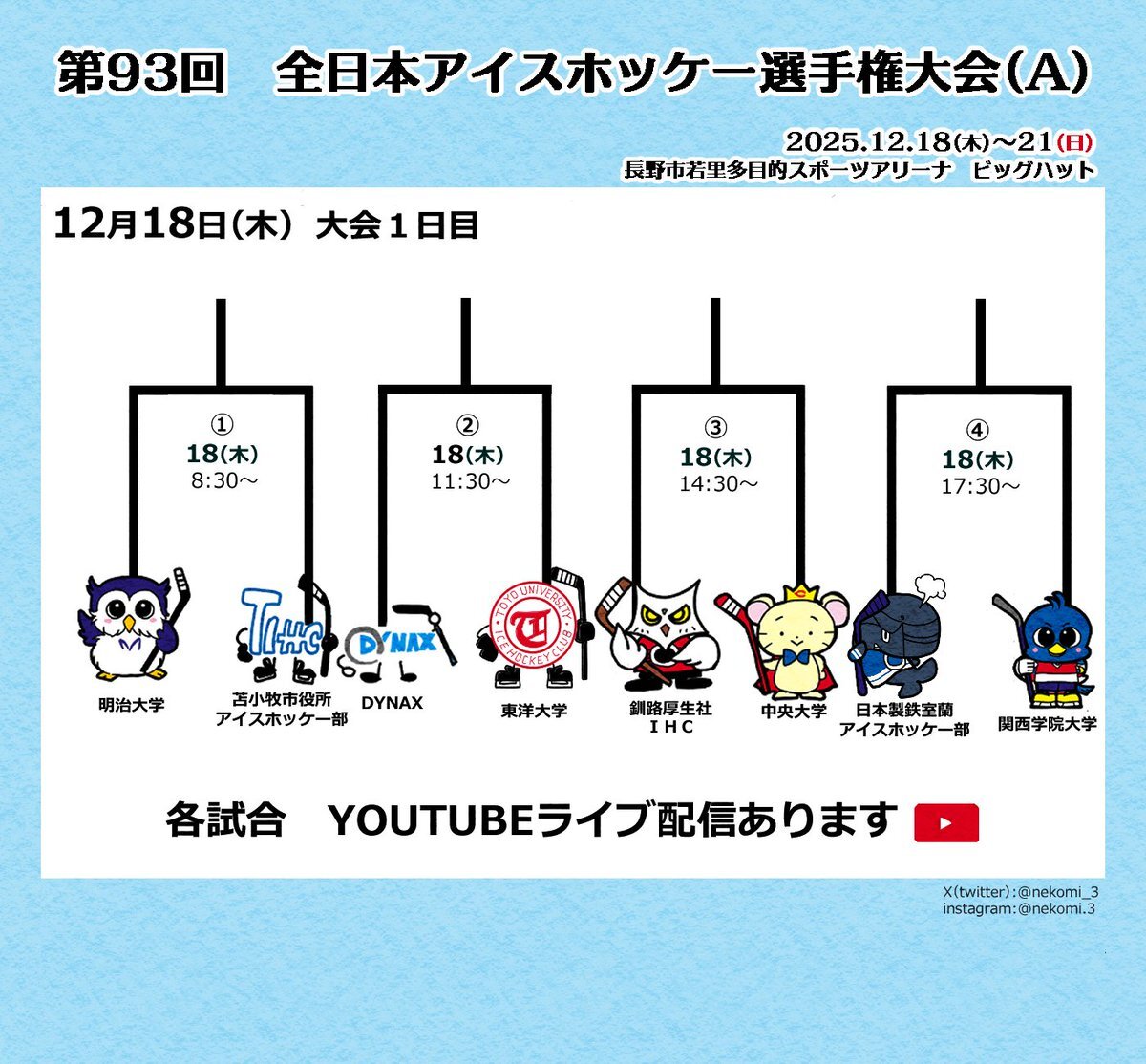 全日本アイスホッケー選手権開幕！明治大学対苫小牧市役所戦に熱狂