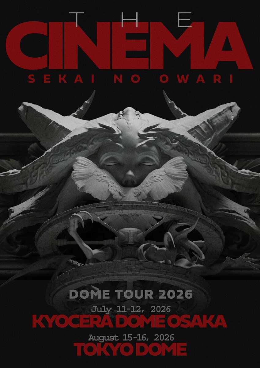 SEKAI NO OWARI、2025年東阪ドームツアー「THE CINEMA」開催決定！ 